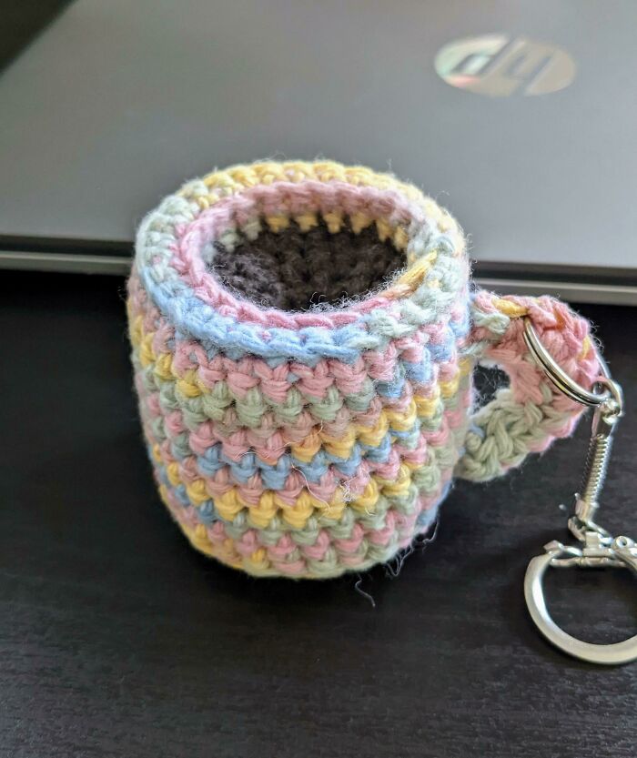 I'm New Here! I Looove Mugs. I Just Made This Coffee Mug Keychain (Crochet)!