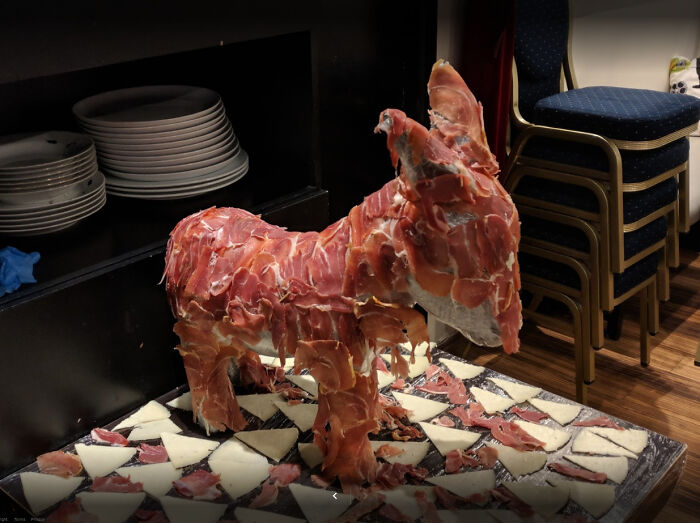 Jamon And Cheese Served On A Goat Figure?