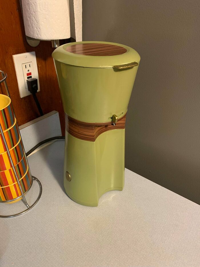 Our Kitchen Is A Retro Vibe, So I Painted Our Cheap Mr. Coffee Maker To Match Other Things In The Kitchen