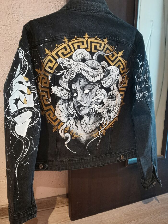 Painting Of A Denim Jacket. The Gorgon Versace Style, Made By Me. What Do You Say To That?