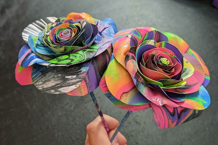 Roses Made From Pieces Of Dried Acrylic Paint