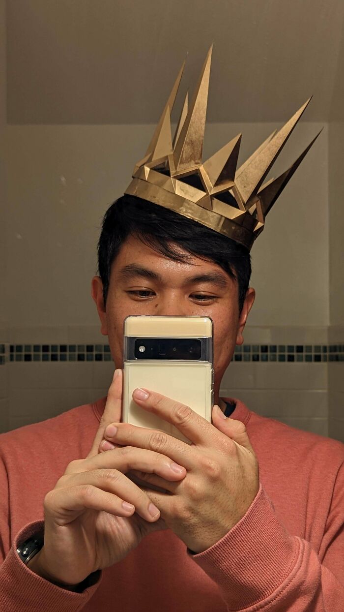 I Made This Crown And Antlers From Paper For A Hat Party!