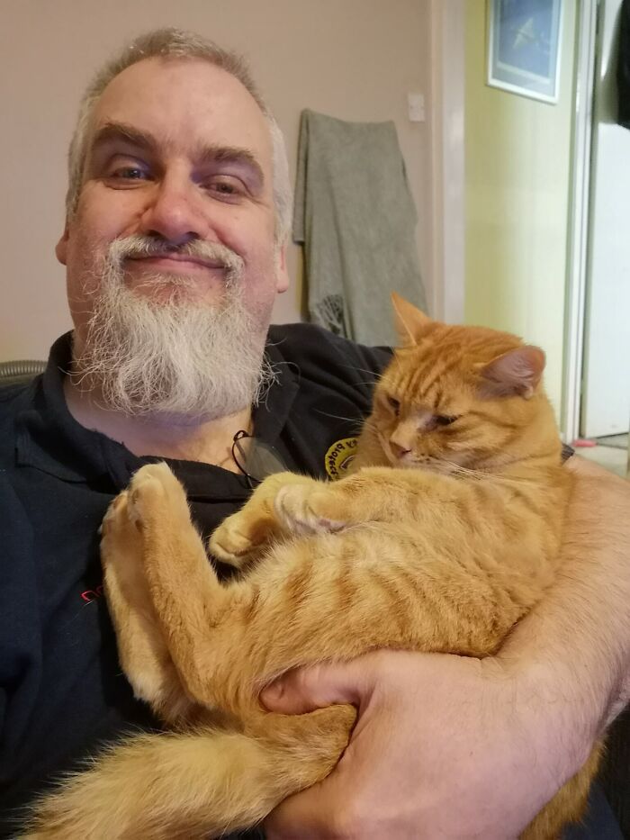 One Middle Aged Bloke And His Middle Aged Orange Cat. He Lends Me The Brain Cell Occasionally