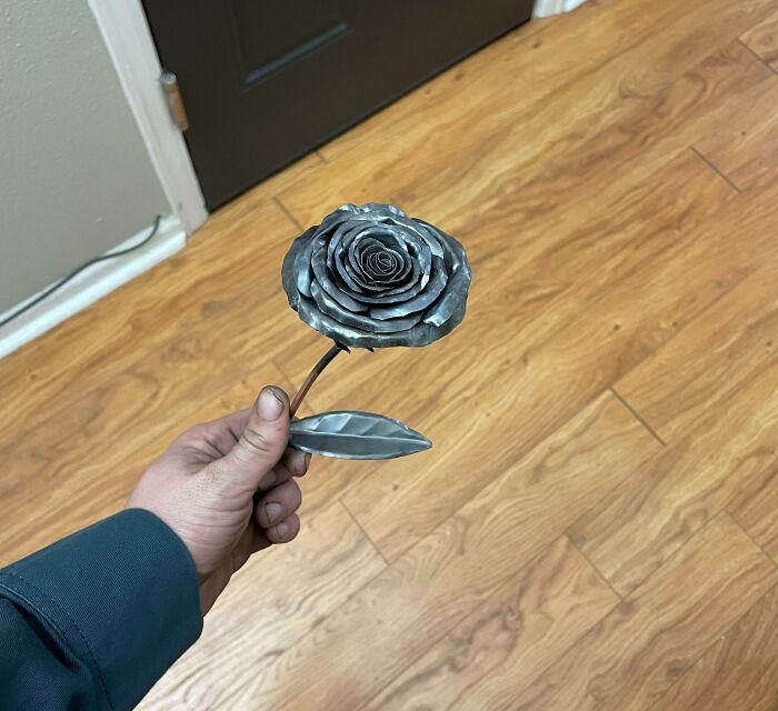I Made A Rose From Stainless Steel Scrap For My Girlfriend For Christmas
