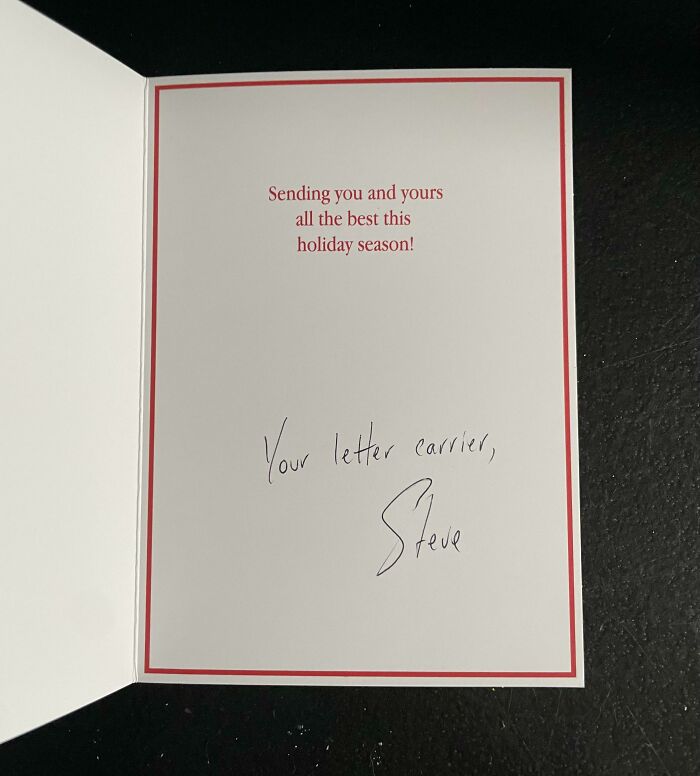 My Mailman Left Me A Christmas Card, This Put A Smile On My Face I Haven’t Had In A While. Thanks Steve