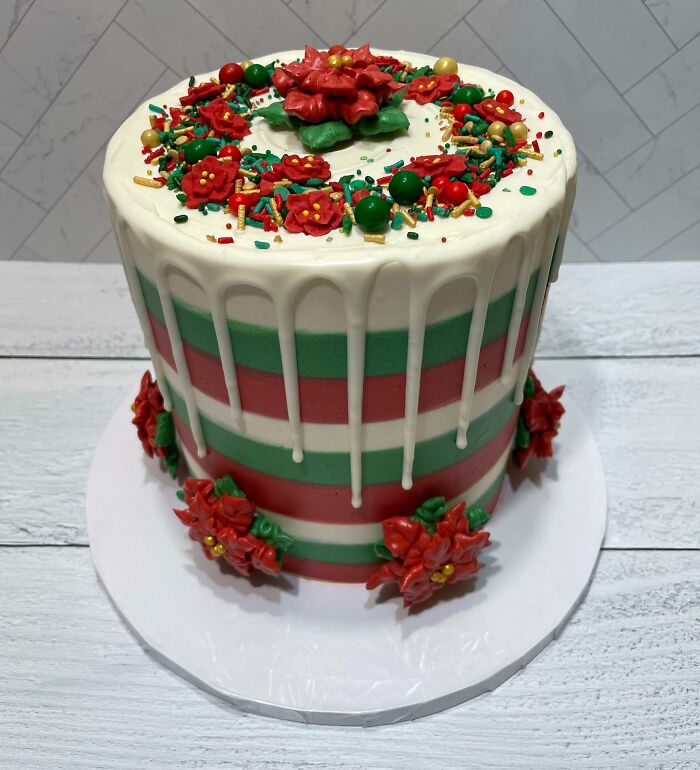 Christmas Cake I Made For A Holiday Baking Competition At My Office