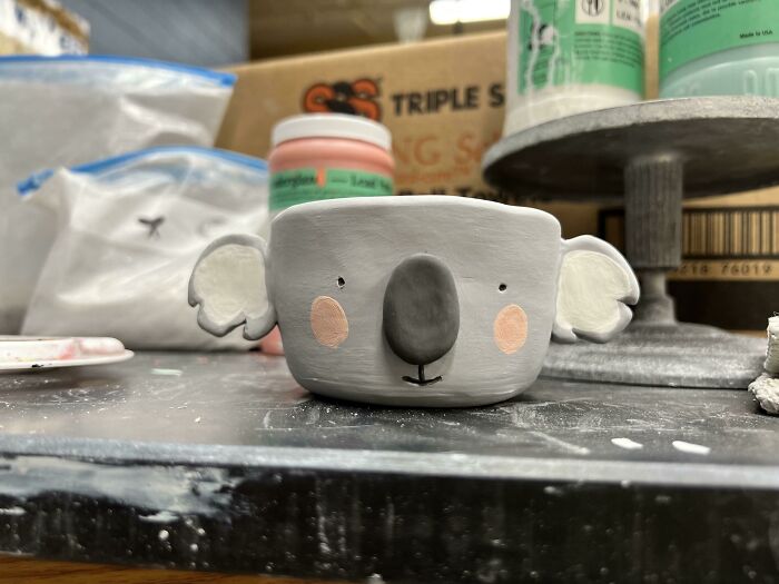 A Small Koala Pinch Pot I Made In Ceramics Class !! So Happy With How It Turned Out, So I Thought I’d Share