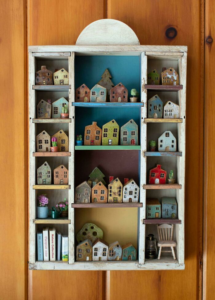 I Store All My Tiny Houses On A Cute Little Shelf