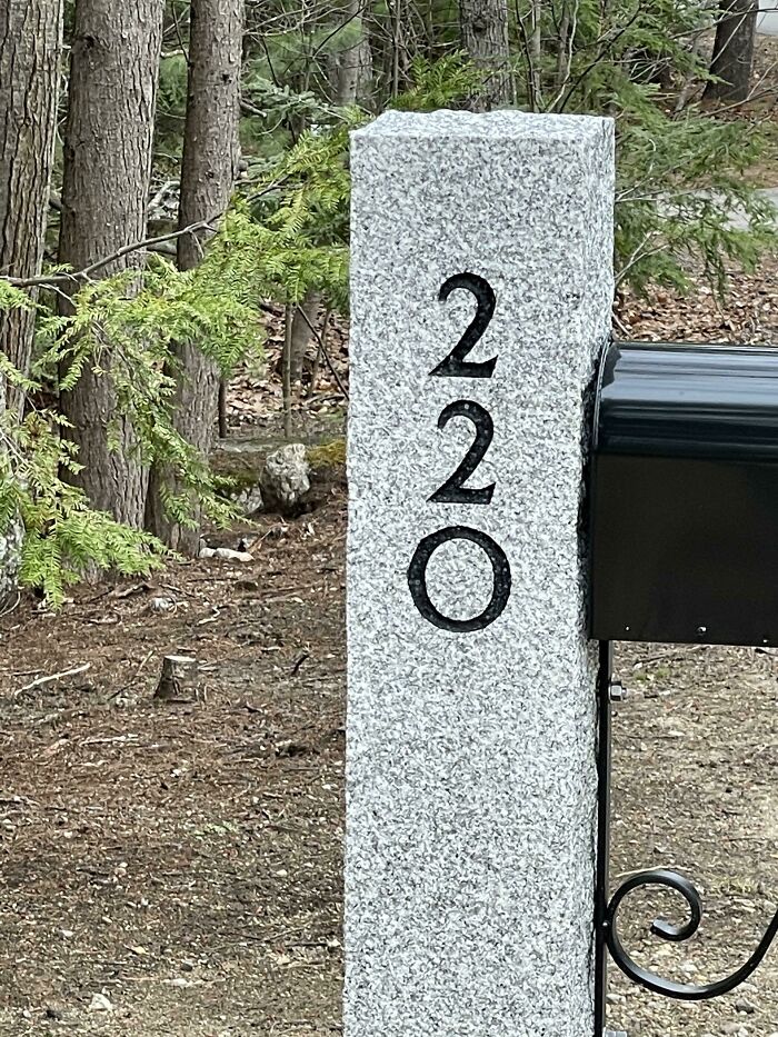 My Neighbor Spent A Ton Of Money On A Granite Mailbox Post. They Used An “O” Instead Of A Zero To Make The Street Number. It Annoys Me Every Time I Walk By