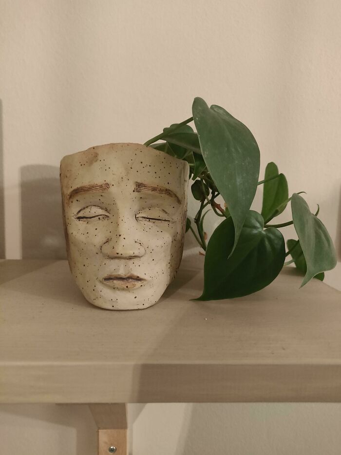 A Face Planter I Made Some Time Ago. I Really Like The Spotted Clay. What Do You Think?