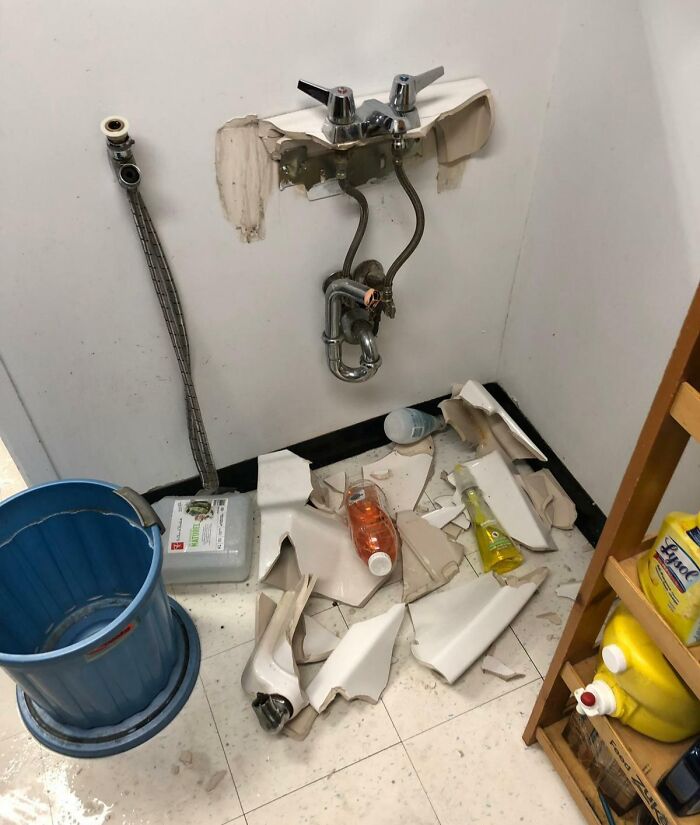 The Sink At My Work Randomly Exploded And Almost Killed One Of My Coworkers