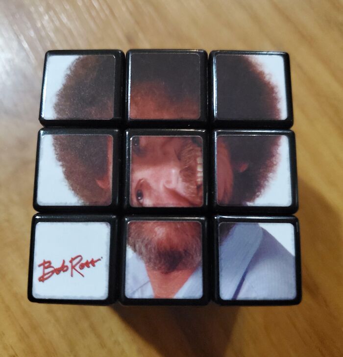  Got A Bob Ross Rubik's Cube For Christmas, Thought I Had It Figured Out Until