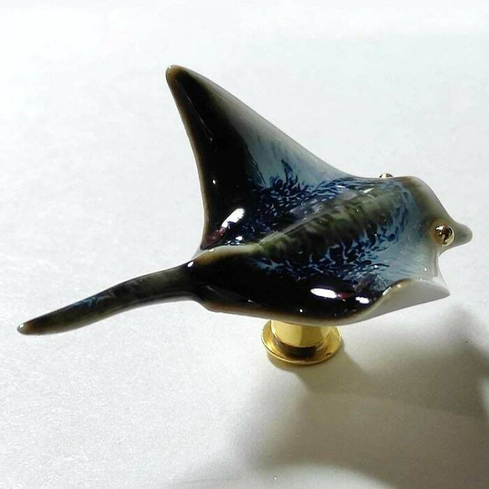 Made This Ceramic Manta Ray Brooch To Celebrate This Ocean Creature. Each Piece Is Uniquely Glazed. How Do You Guys Like Them?