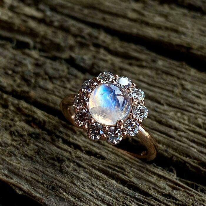 Moonstone And Diamond Ring I Recently Made