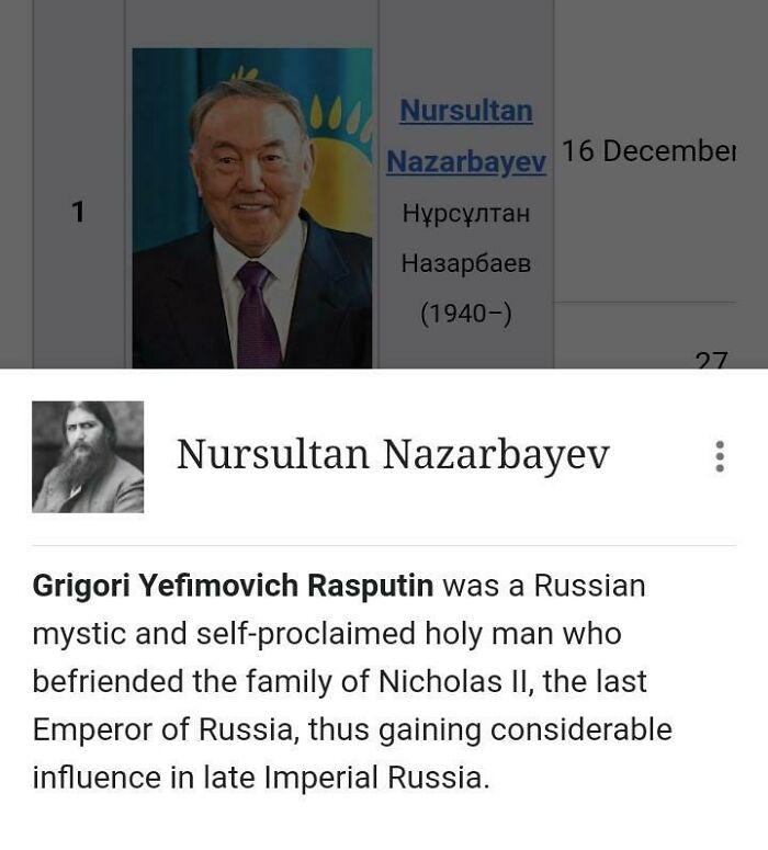 The Former President Of Kazakhstan Was Rasputin, Apparently