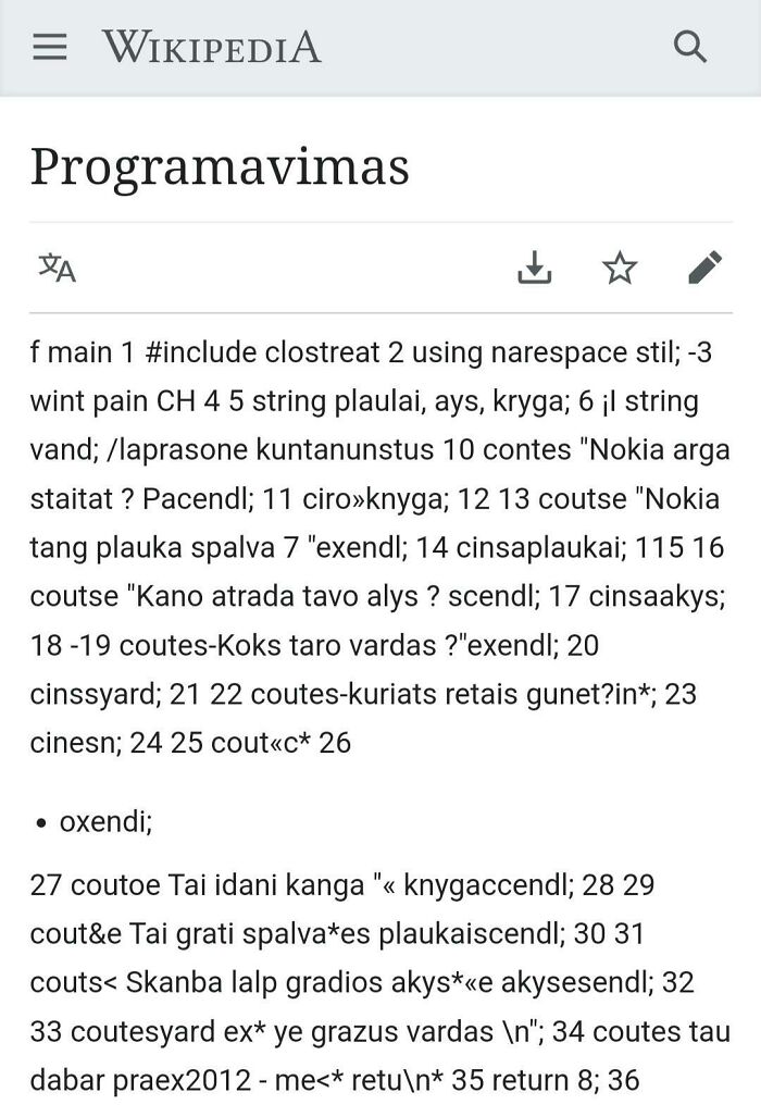 Lithuanian Wikipedia Site For "Programming"