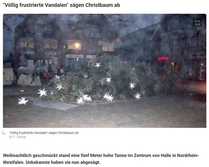 Alguien cortó el árbol de Navidad público de esta ciudad durante la noche. Ni siquiera lo robaron, solo lo cortaron y se fueron. El Alcalde dice que deben haber sido "vándalos completamente frustrados"