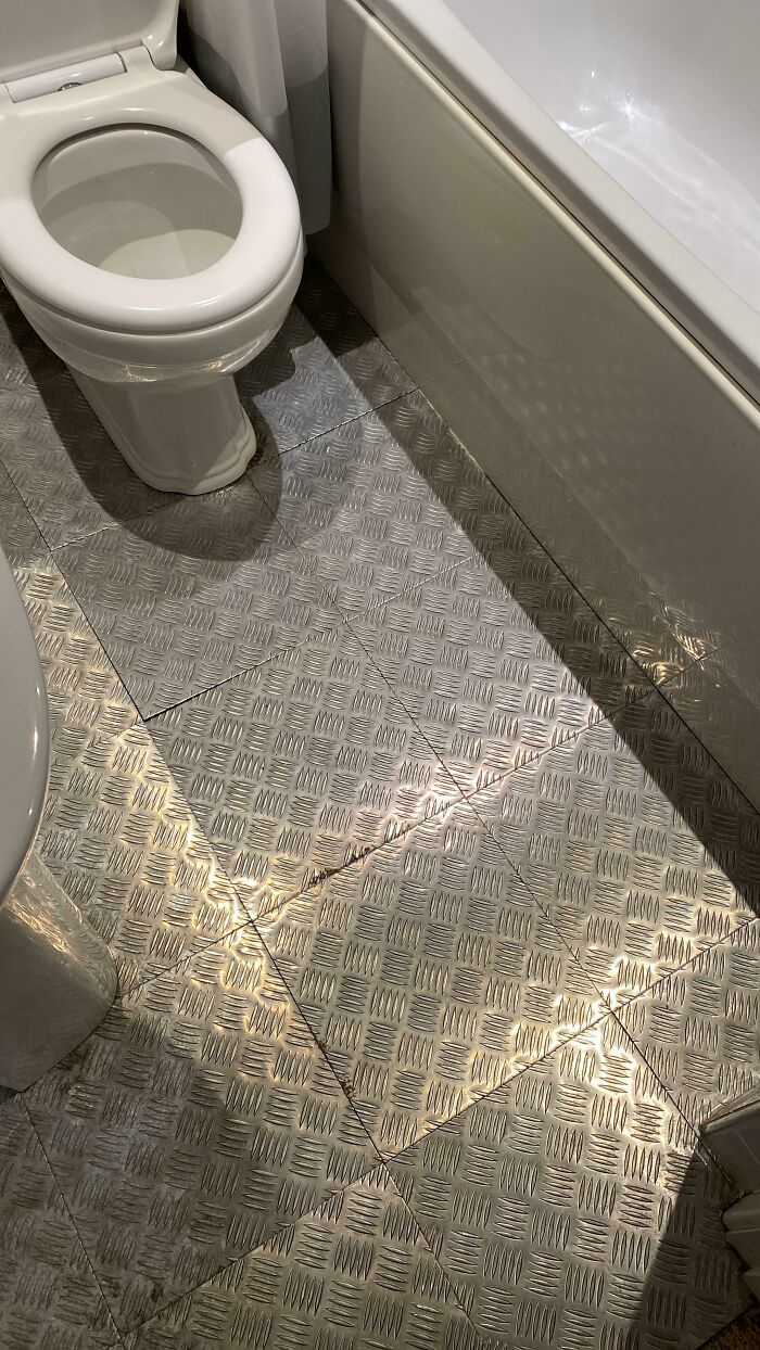The Floor In The Bathroom Of My New Place Is Just Aluminium Tread Tiles