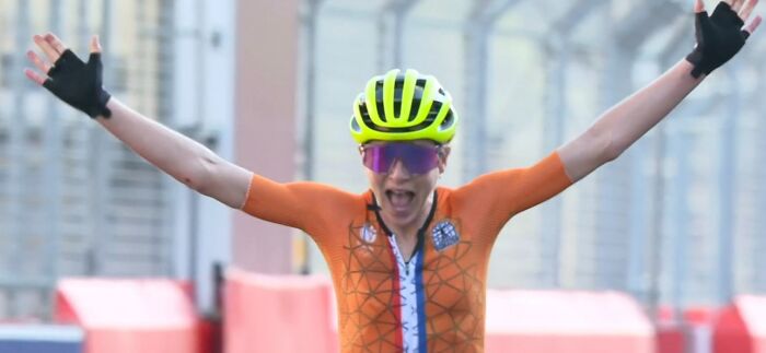 Dutch Rider Celebrating Olympic Gold Without Knowing Someone Else Beat Her To The Line From The Group Ahead