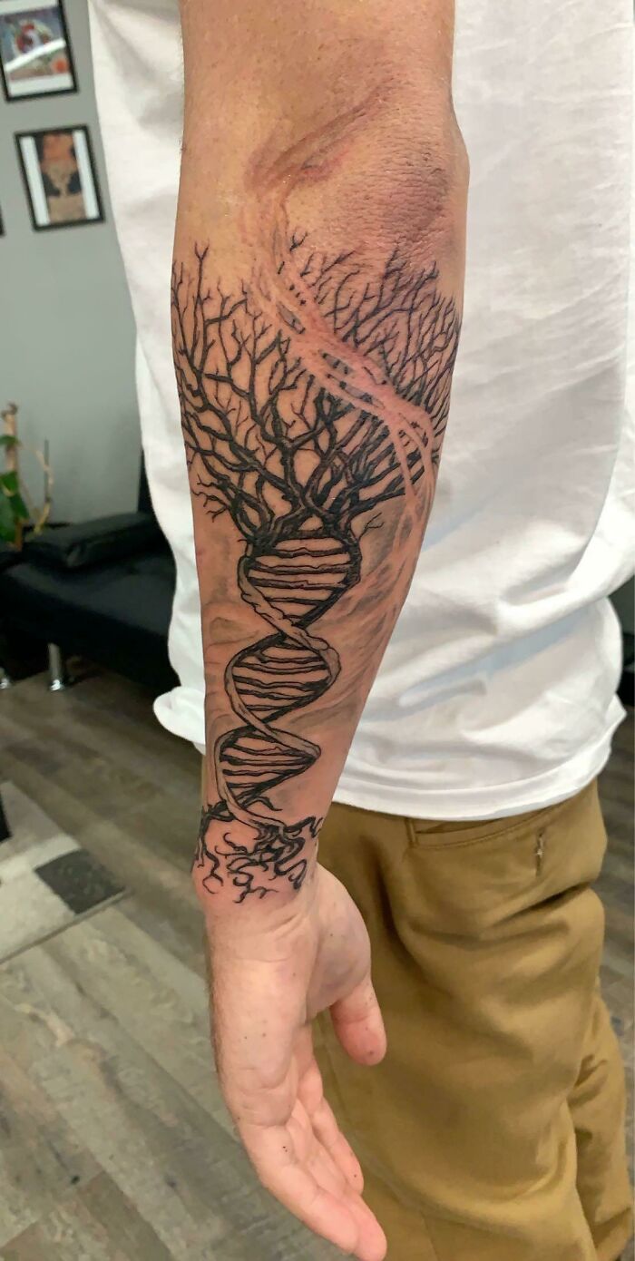 DNA tree of life arm tattoo
