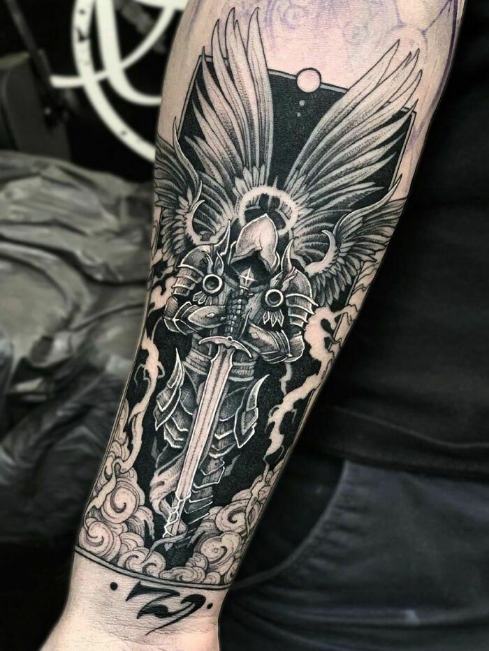 Tyrael from Diablo arm tattoo