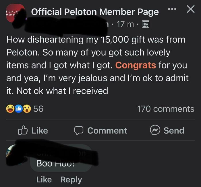 Peloton Beggar Unhappy With Their Gift