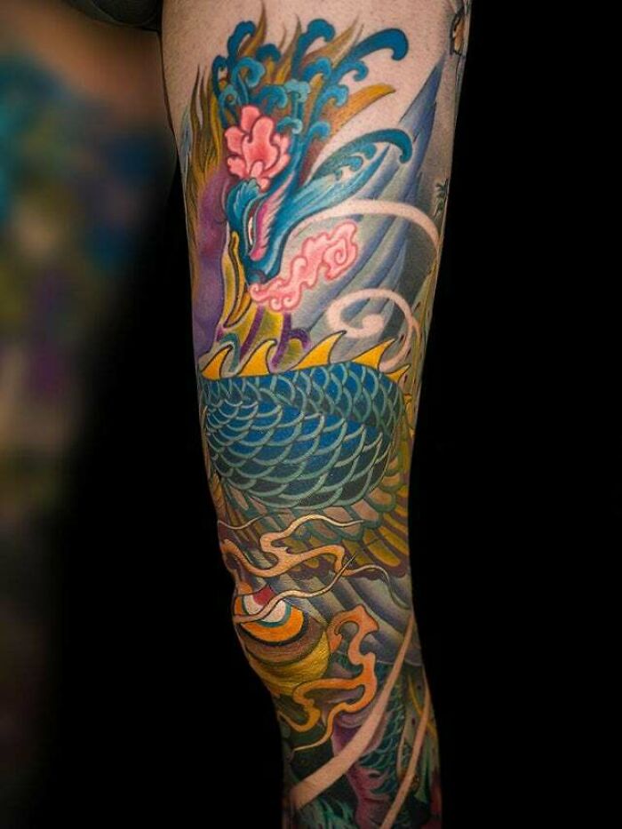 Phoenix Leg Piece By Yushi At Oyabun Tattoo In San Diego, CA