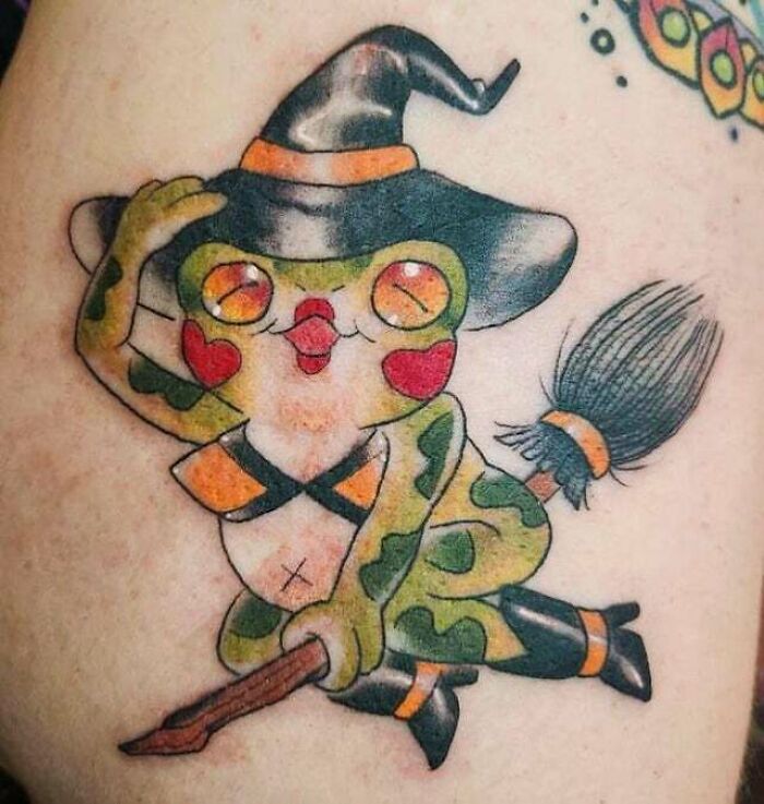 Witchy Frog Tattoo