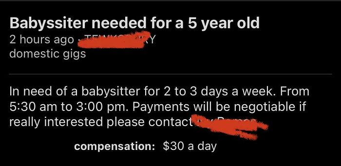 $3/Hour To Babysit Your 5-Year-Old? Yeah, No Thanks
