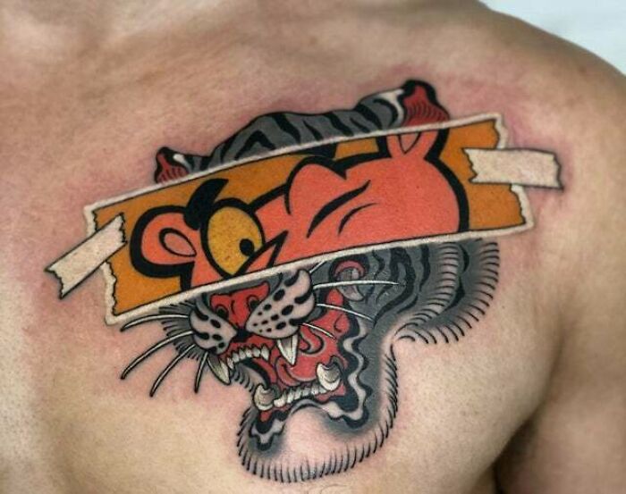 Fresh Pink Panther/Tiger By Manh Huynh At Freedom Inks, Ho Chi Minh City, Vietnam