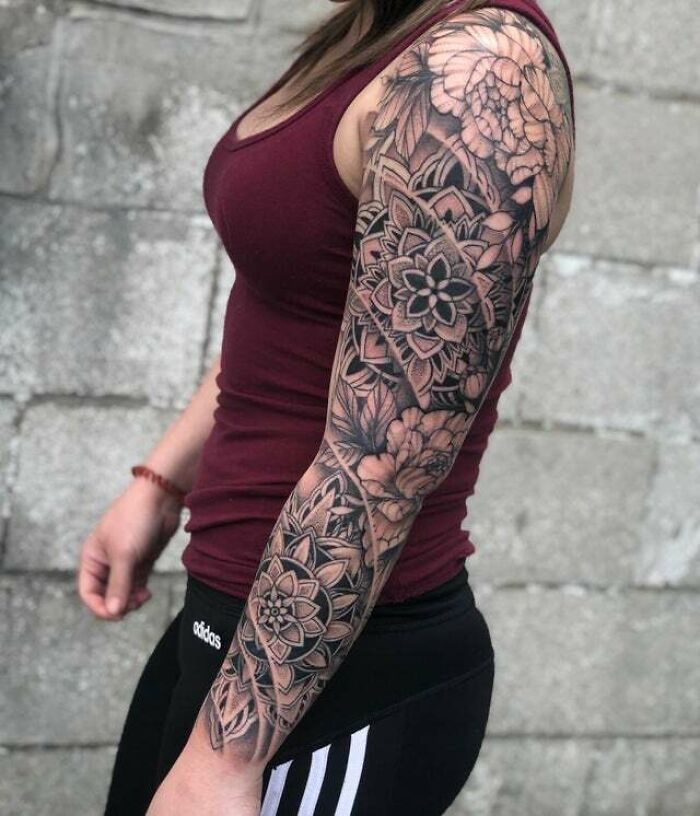 Flowers Sleeve Tattoo By Mike Schlicher At Lake Erie Studio In Toledo, Ohio