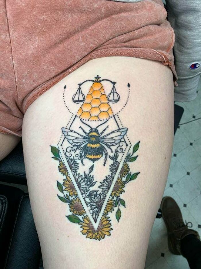 Bee Tattoo By Fana Garcia At Mystic Addiction Tattoo In Topeka, Kansas