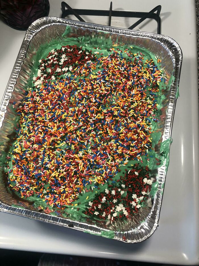 Last Time I Got Tons Of Complaints About Using Too Many Sprinkles.. So I Added More This Time. Try Being Mean, I Dare You. And Yes, That Is Christmas Sprinkles, I Ran Out Of Rainbow