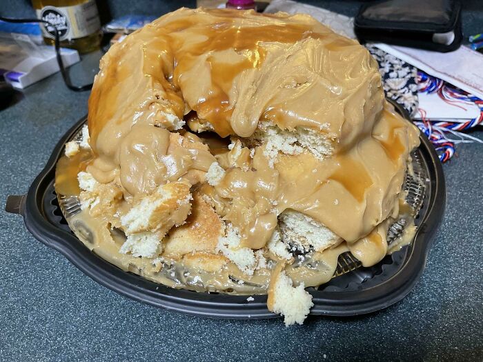 My Mother-In-Law’s Contribution To Christmas Dinner. It Was Supposed To Be A Caramel Cake