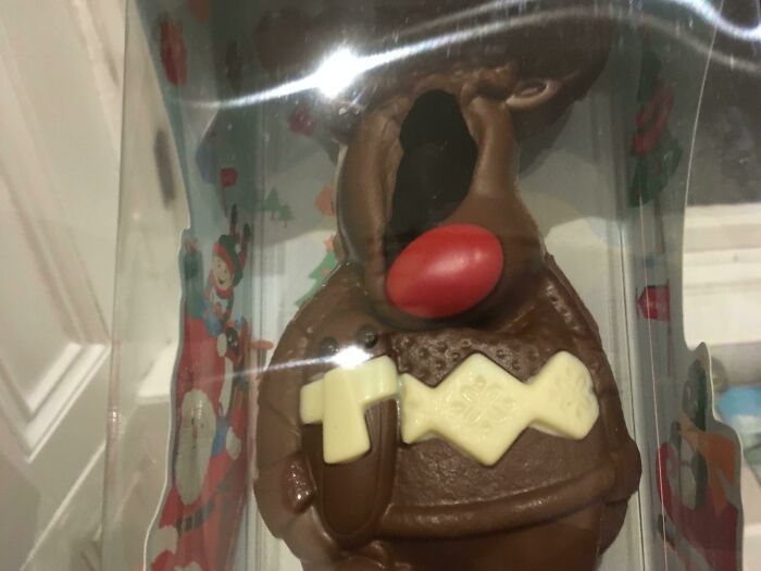My Girlfriend Bought An Xmas Chocolate Raindeer But It's Face Melted Off And Now It Looks Like A Haunted Evil Thing. She Wants To Know If We Should Still Gift It. I Say Yes