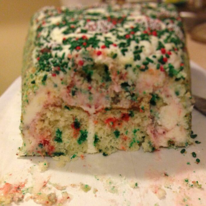 Cross Section Of Xmas Frosting And Cake