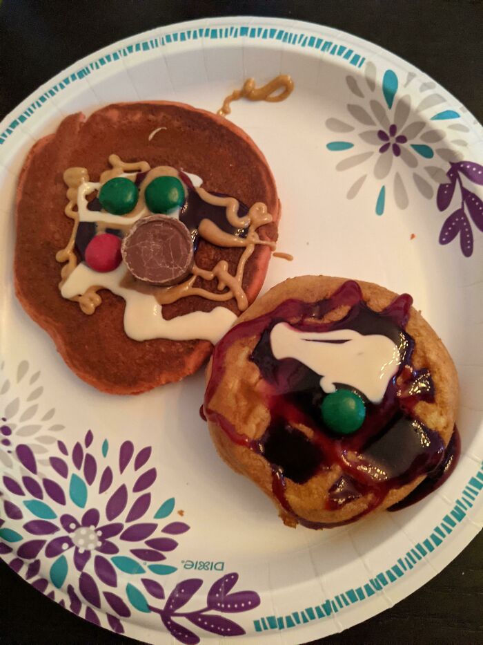 Someone Sent A Pancake/Waffle Decorating Kit For The Holidays. The Kids Had Fun