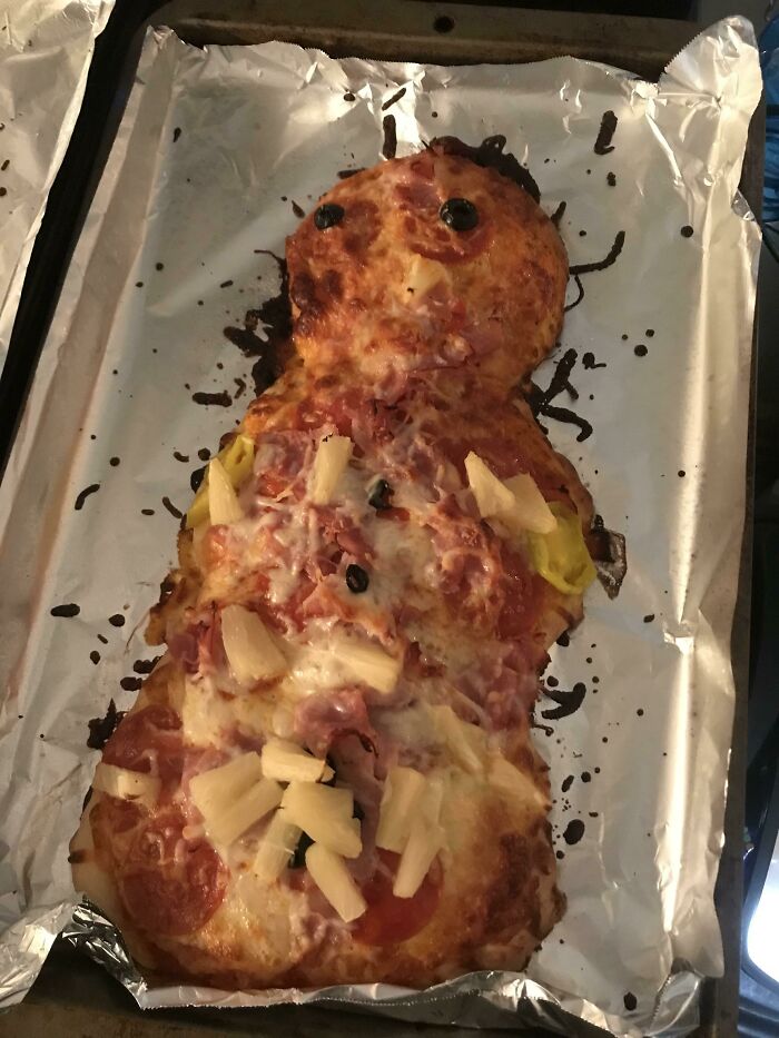 Pizza Snowman Holiday Abomination