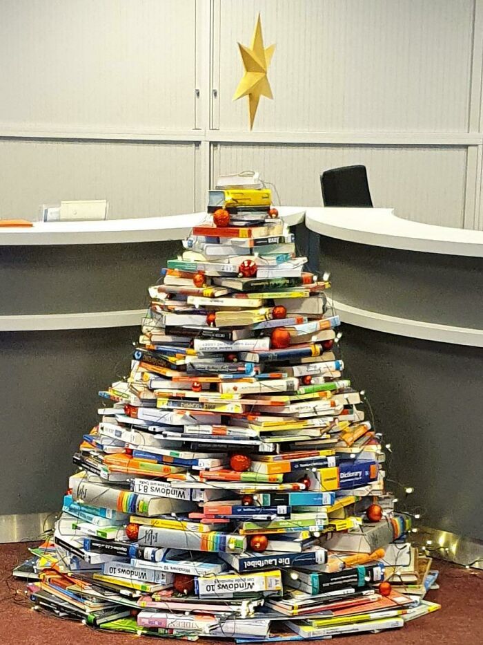 My Public Library Has A Christmas Tree Made Of Books