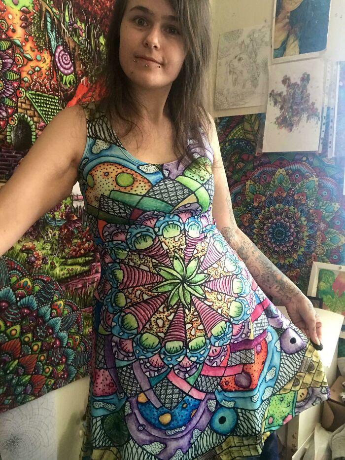 I Finally Got Around To Getting In A Dress With One Of My Artwork Designs On "SpaceMushroom". I Hope You All Like it
