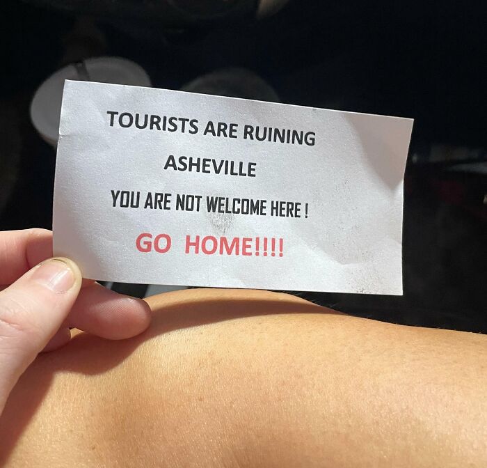 Left On My Sister’s Windshield. Who Is From Asheville, But Has South Carolina Plates. Stay Classy Asheville