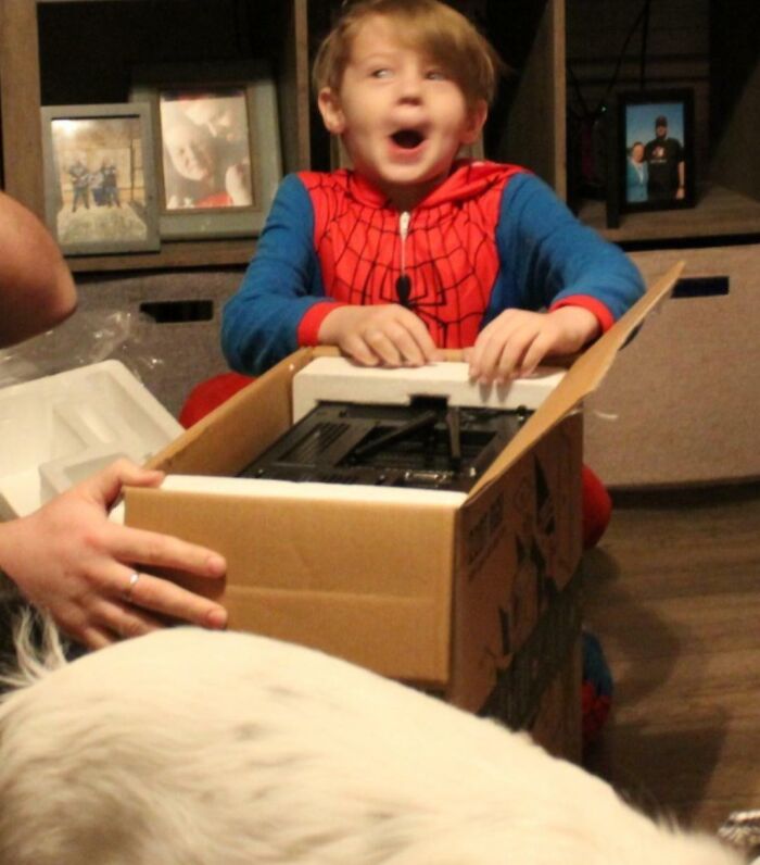 My Son's Face When He Realized He Got A PC For Christmas!
