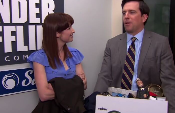 The Office Ed Helms holding box