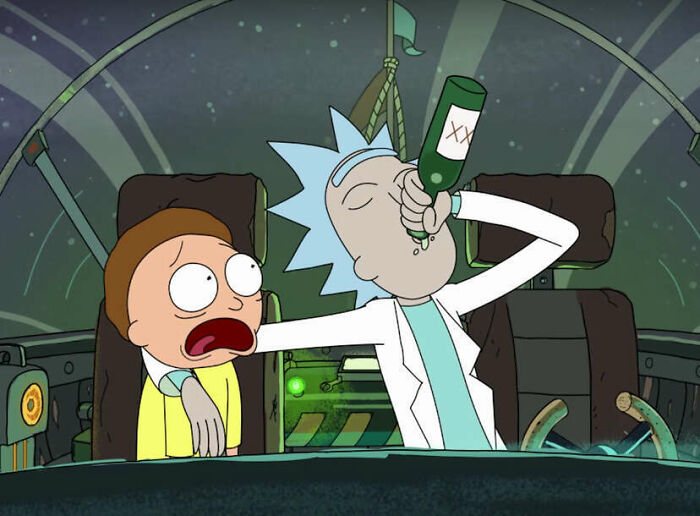 Rick and Morty drinking