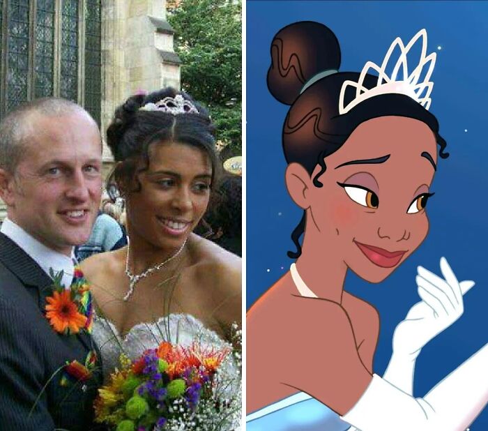 Tiana From The Princess And The Frog and similar looking woman with a wedding dress 