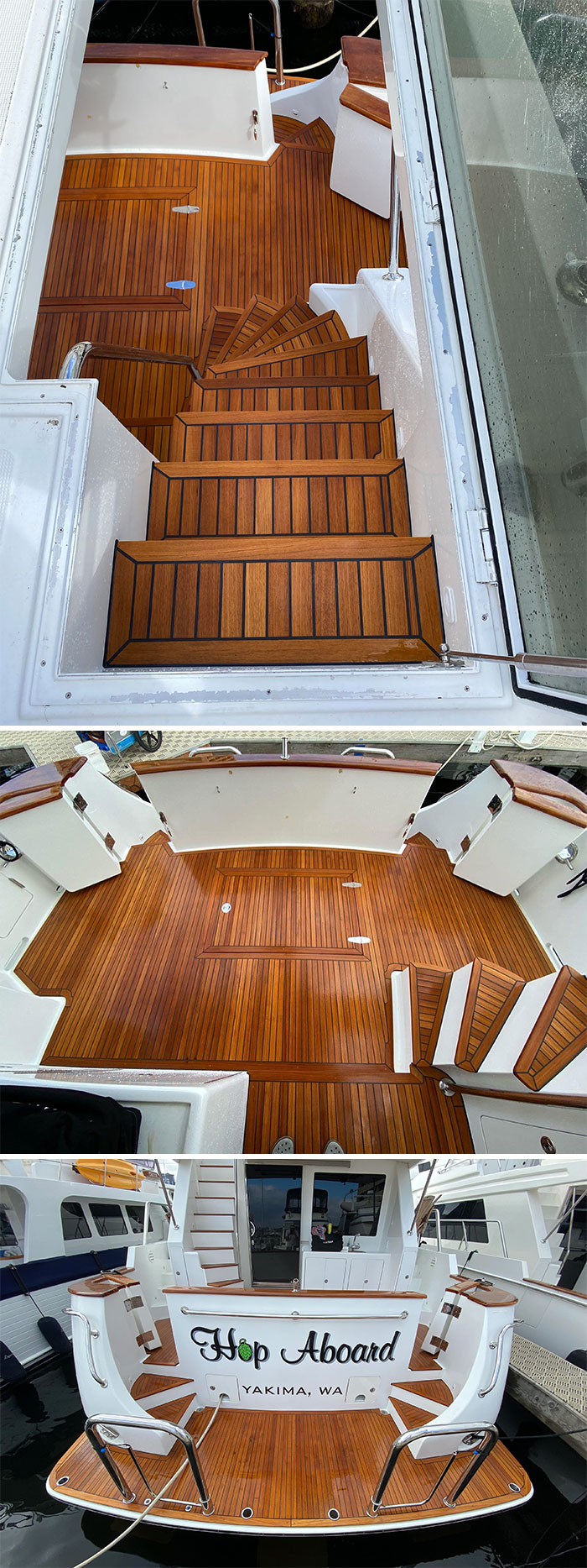 Here’s A Teak Deck I Designed And Installed Last Winter. Went Onboard Yesterday To Do Some Touch-Up Work And Managed To Get Some Pictures Of The Final Results