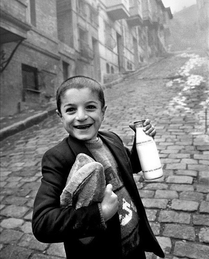 A Child With Bread And Milk, Istanbul, Turkey, 1989