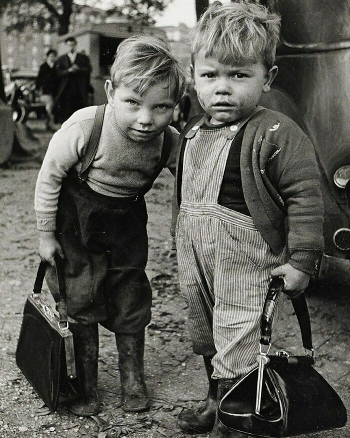 French Boys Holding Their Mother’s Pocketbooks, 1962