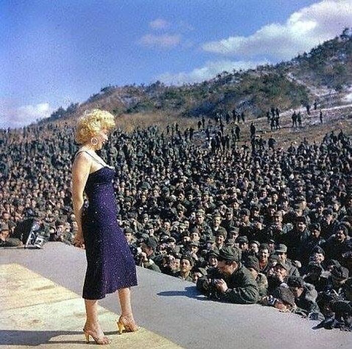 Marylin Monroe Performing For The Troops, Korea, 1954