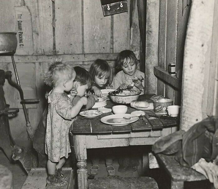 A Great Depression Christmas Dinner In Home Of Earl Pauley, Near Smithfield, Iowa, 1936